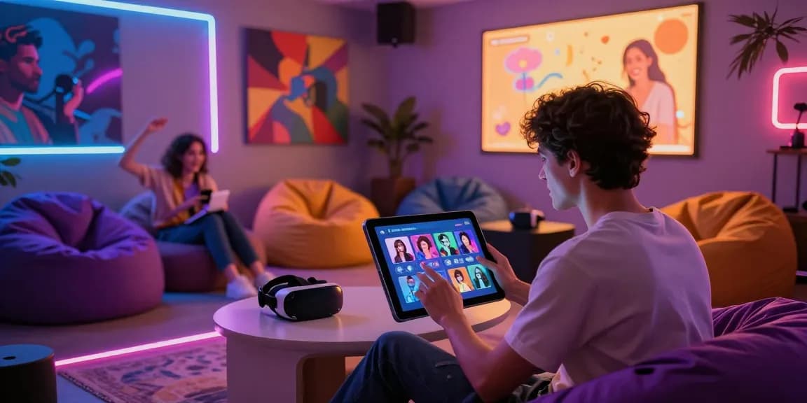 Engaging user interaction with NSFW AI character in colorful digital chat environment.