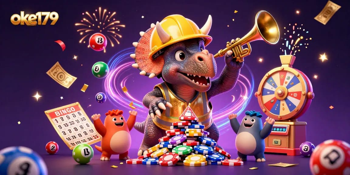 Witness the exciting action at oke179 with colorful lottery elements and dynamic celebrations!