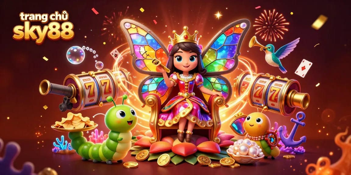 Engage in the thrilling experience of trang chủ sky88 with vibrant casino elements and captivating characters.