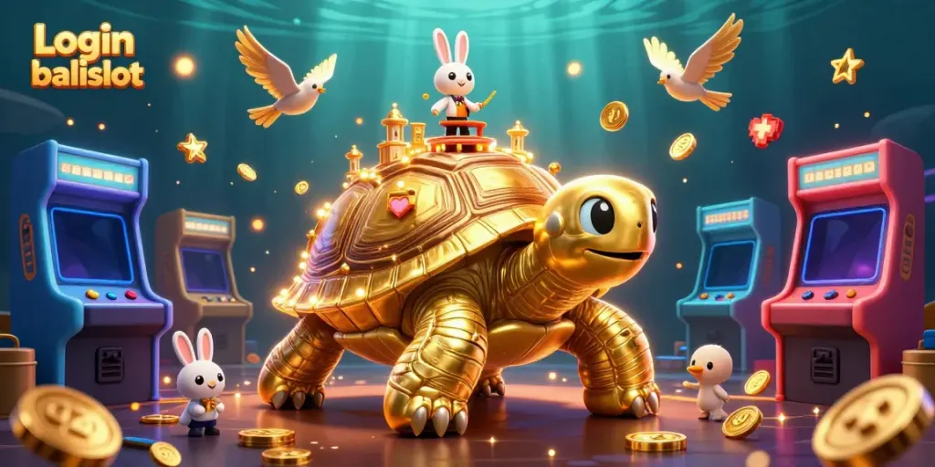Experience exciting wins with Login balislot, featuring a lively casino scene with vibrant details and characters.