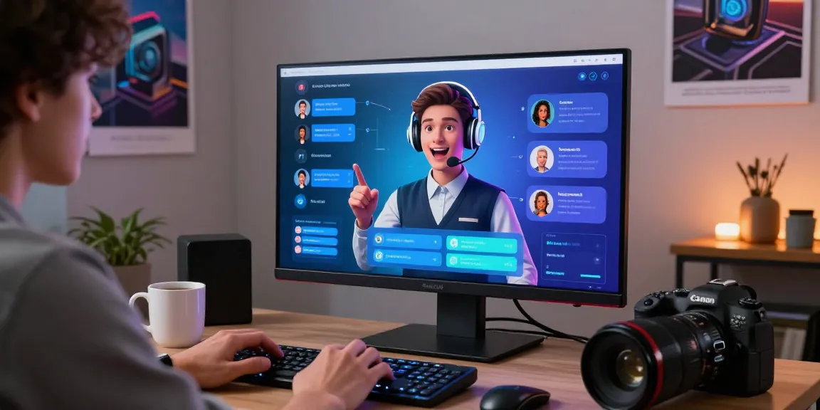 Interactive AI sex chat session showcasing virtual assistant engaging with user in cozy workspace