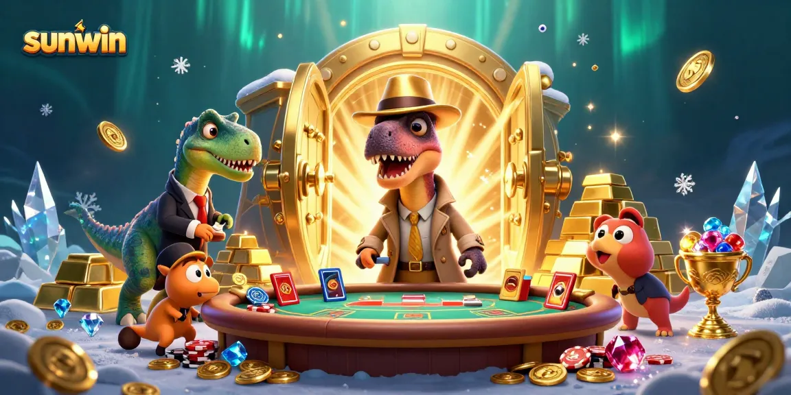 Experience the thrill of sunwin as a velociraptor card counter at an exciting blackjack table surrounded by treasures.