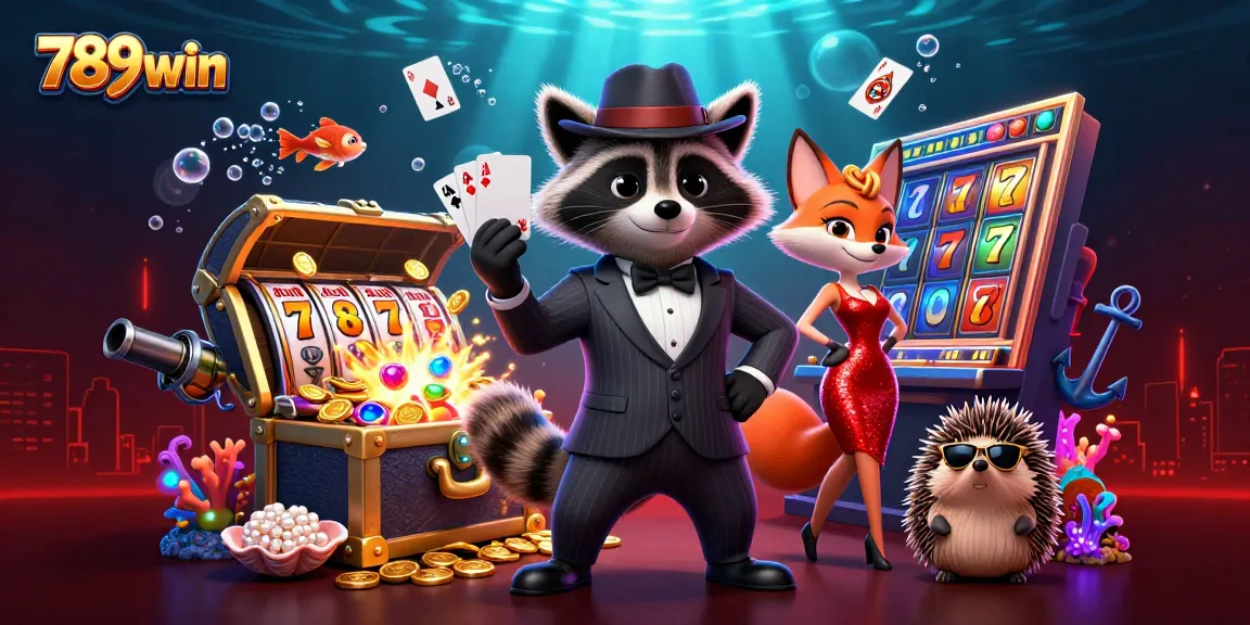 Experience the excitement of 789win with a dynamic casino scene featuring vibrant characters and rich gaming elements.