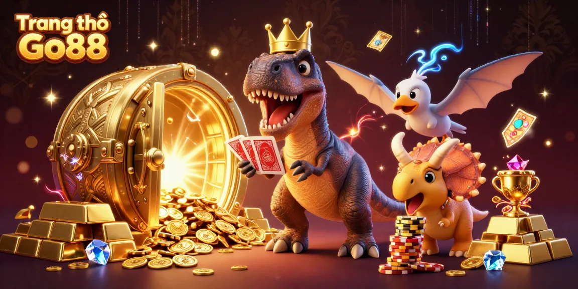 Engage in thrilling gameplay at Trang chủ Go88 with a vibrant 3D casino scene featuring fun characters and exciting elements.