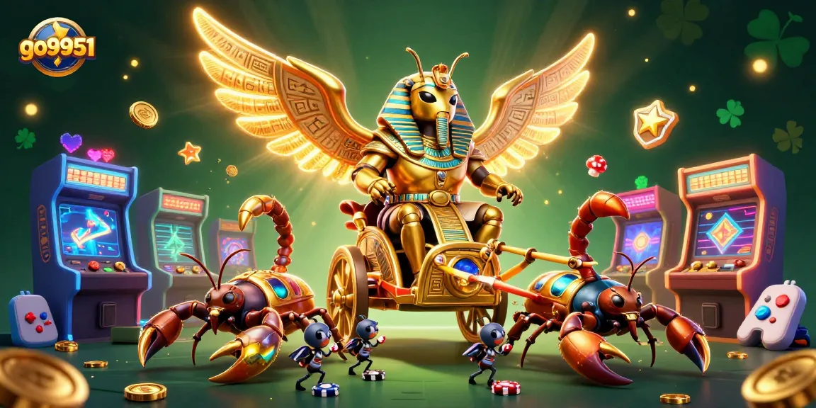 Experience thrilling excitement with go9951 in this vibrant 3D gaming illustration featuring casino elements